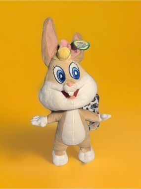 Baby Lola 21” Bunny Stuffed Animal - Tan and White looney tunes six flags